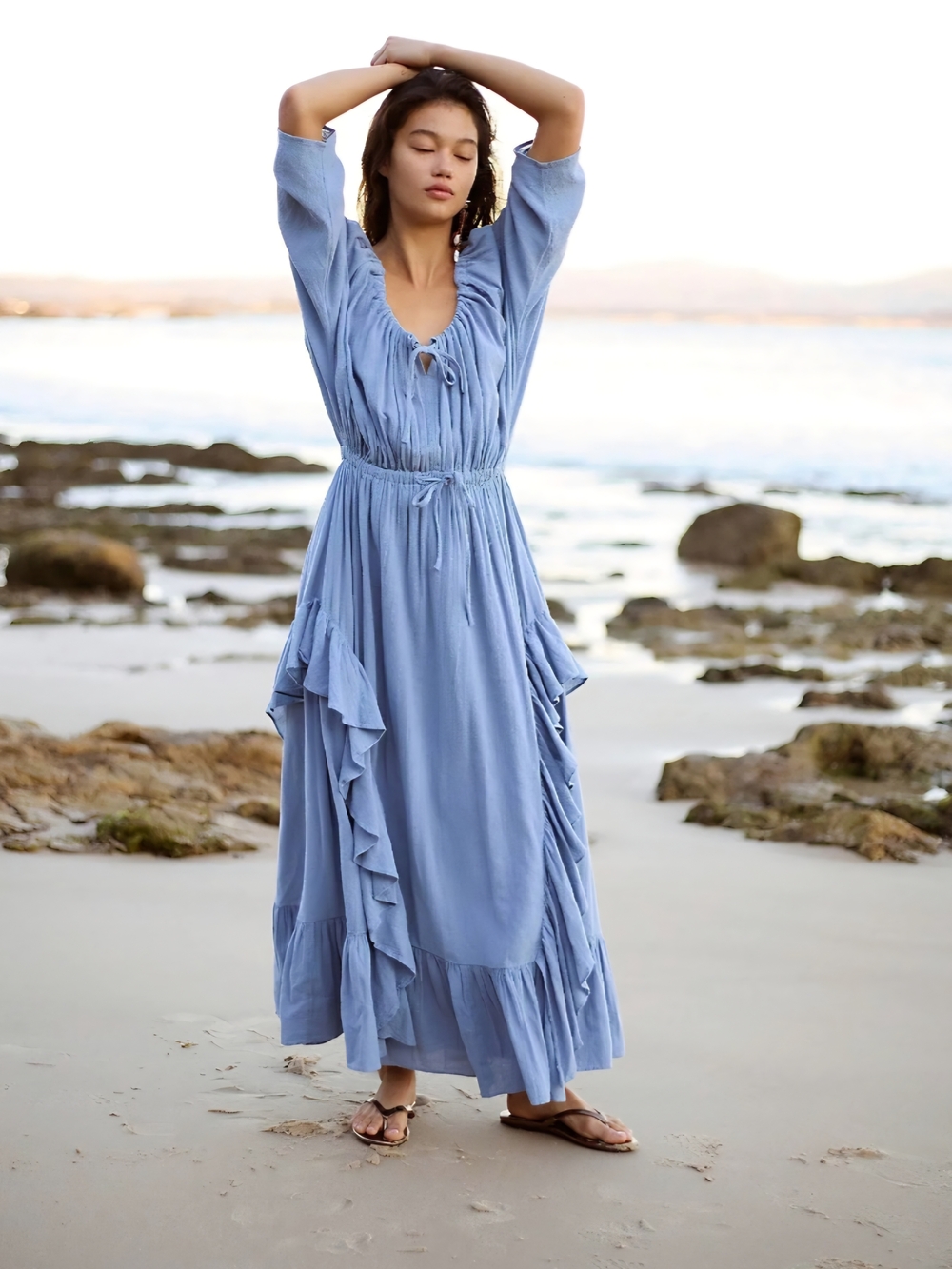 Free People Shore Chic Blue Maxi Dress